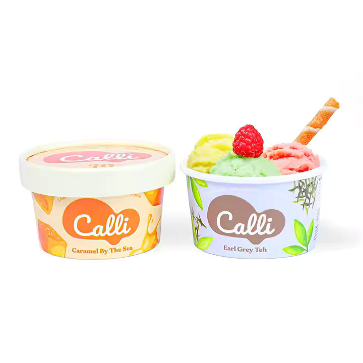 custom paper lids, Custom ice cream cups, Paper ice cream cups with lids, Ice Cream Packaging, ice cream cups by Packarooo, packaroo