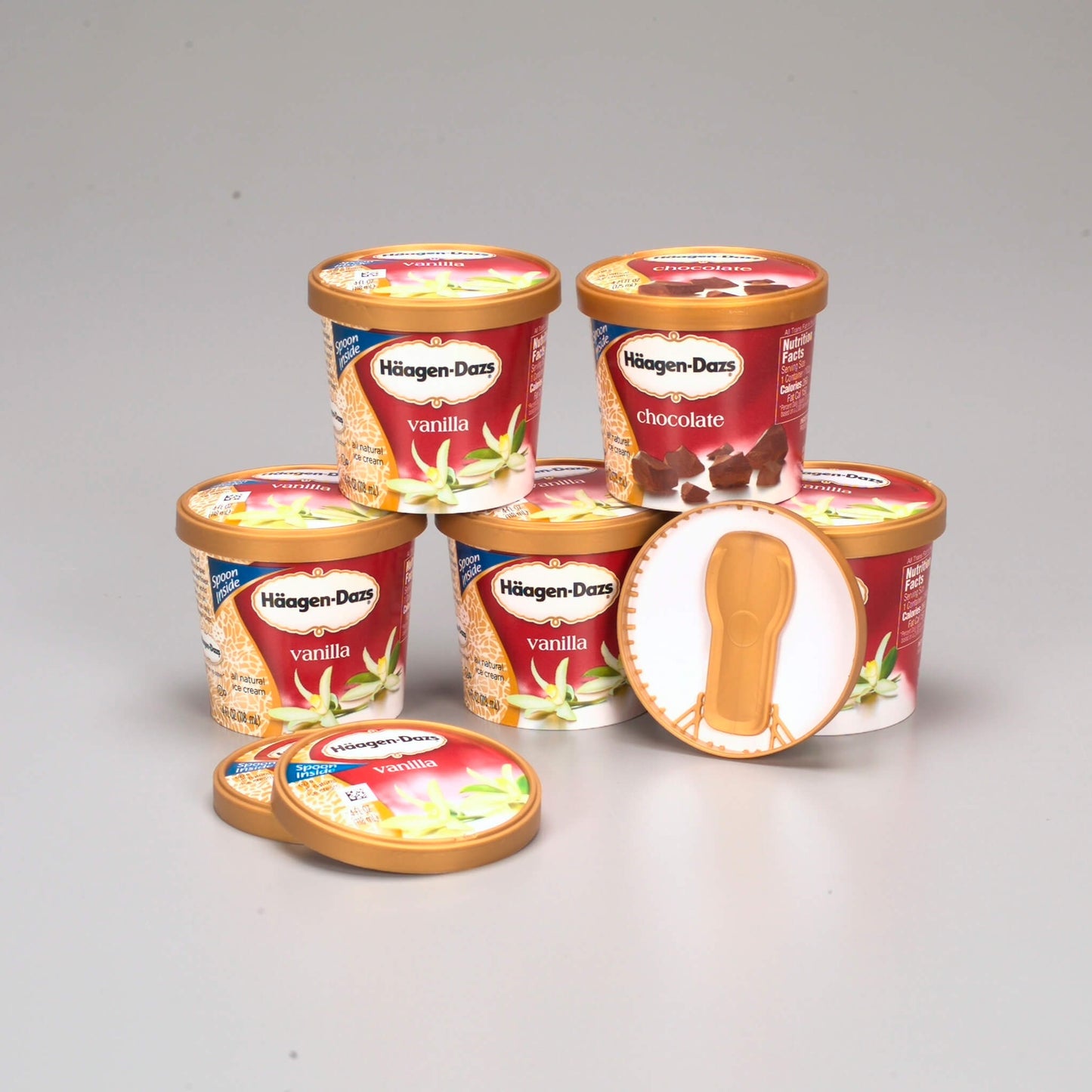 ice cream custom plastic spoon n lids, Ice Cream Packaging, ice cream cups by Packarooo, packaroo
