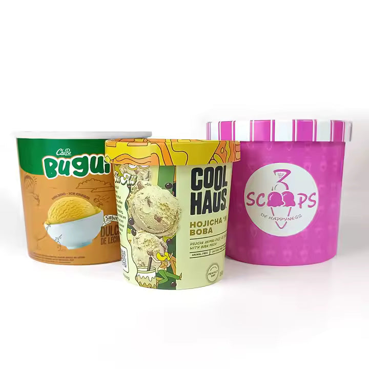 custom plastic lids, Paper ice cream cups, Custom ice cream cups, ice cream cups by Packarooo, packaroo