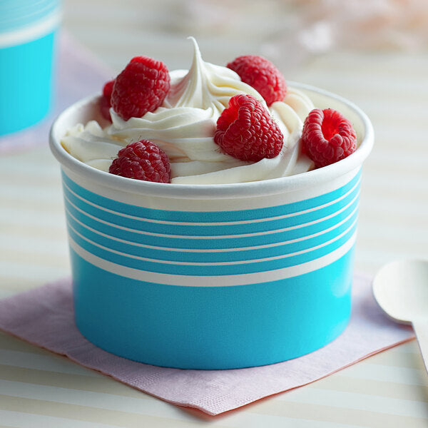 blue custom ice cream cups, ice cream cups by Packarooo, packaroo
