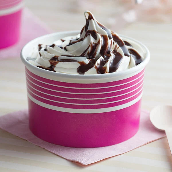 pink ice cream cups, pink custom ice cream cups, Ice Cream Packaging, ice cream cups by Packarooo, packaroo